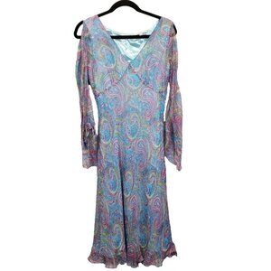 Laundry by Shelli Segal Womens Dress Size 6 Paisley Y2K 90s Fairycore 100% Silk